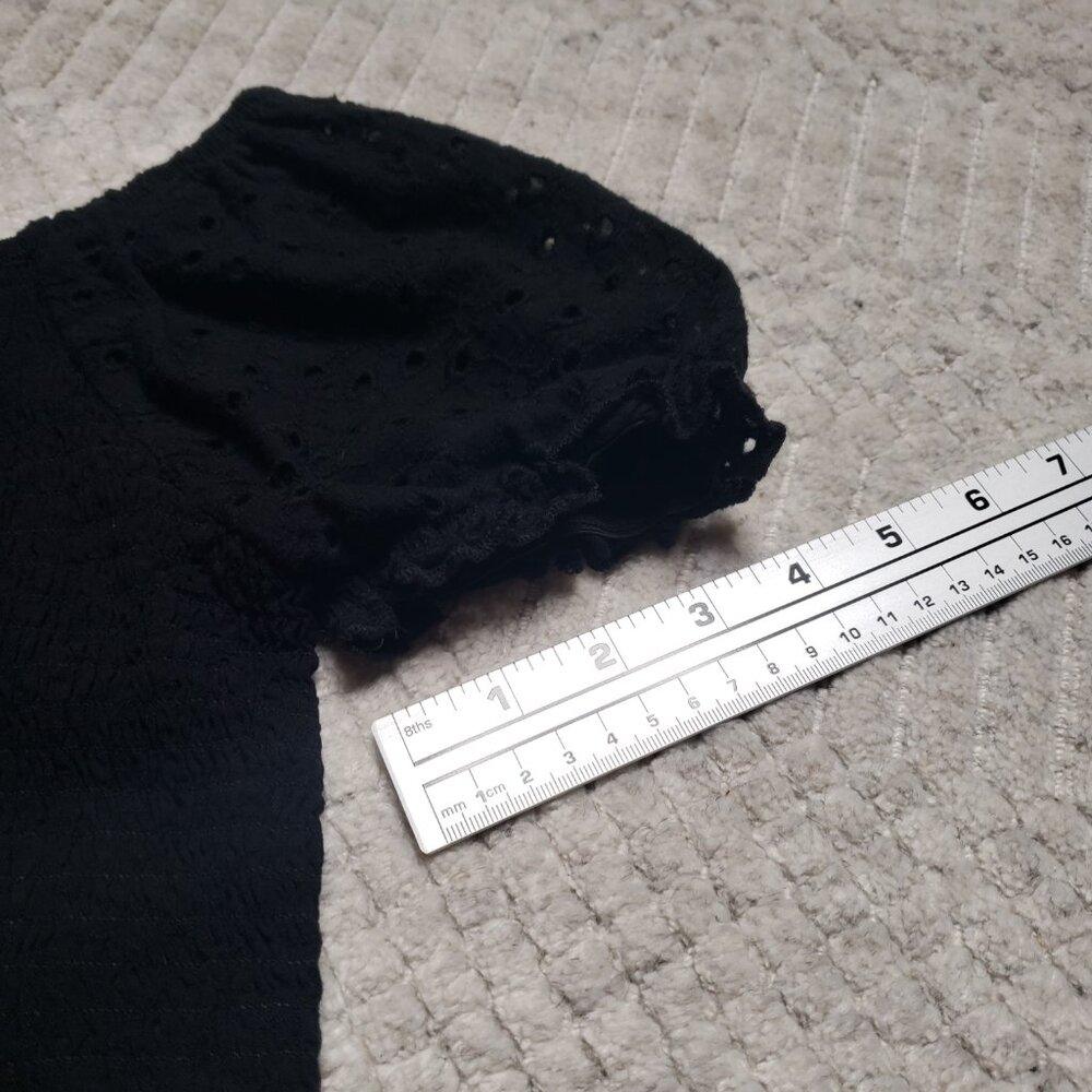 Art Class Black Puff Sleeve Smocked Top – Girls Size L (10/12) - Picture 8 of 9